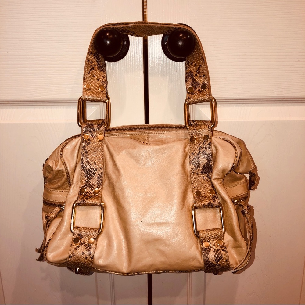 Doncaster Python Beige Leather Satchel